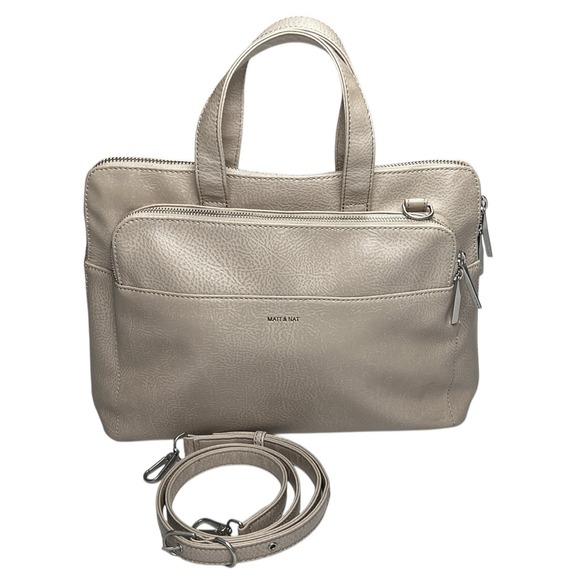 Matt And Nat Satchel Purse Bag Vegan Leather Cream‎ Crossbody Classic Preppy - Picture 1 of 16